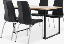 AABENRAA L120 bord eg + 4 HAVNDAL stole sort