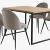 AABENRAA L120 bord eg + 4 KOKKEDAL stole grå velour