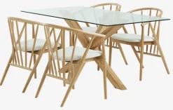 AGERBY L160 bord eg + 4 ARNBORG stole eg