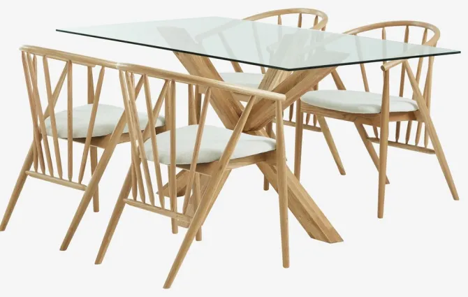 AGERBY L160 bord eg + 4 ARNBORG stole eg