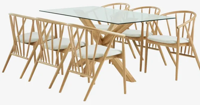 AGERBY L160 bord eg + 4 ARNBORG stole eg