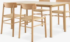 ALSTED L160 bord eg + 4 ISLEV stole u/armlæn eg