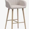 Barstol ADSLEV beige stof/egefarve