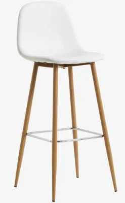 Barstol JONSTRUP hvid kunstlæder/egefarve