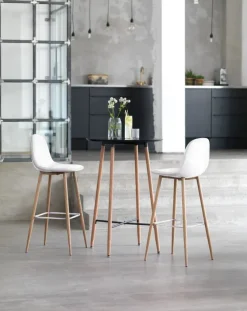 Barstol JONSTRUP hvid kunstlæder/egefarve