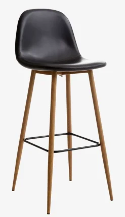 Barstol JONSTRUP sort kunstlæder/egefarve