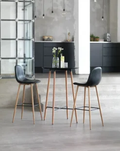 Barstol JONSTRUP sort kunstlæder/egefarve