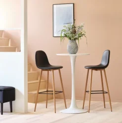 Barstol JONSTRUP sort kunstlæder/egefarve