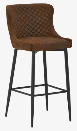 Barstol PEBRINGE med ryglæn brunt stof/sort