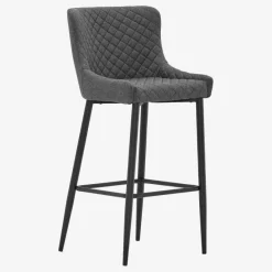 Barstol PEBRINGE med ryglæn gråt stof/sort