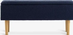 Bænk BADSTED m/opbevaring mørkeblåt stof