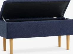 Bænk BADSTED m/opbevaring mørkeblåt stof