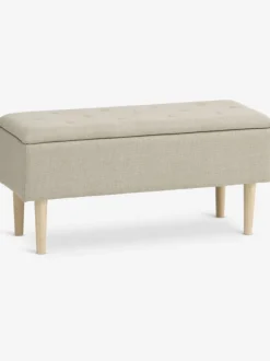Bænk BADSTED m/opbevaringsplads beige stof/egefarve