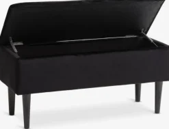 Bænk BADSTED m/opbevaringsplads sort velour