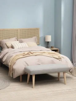 Bænk HAGEBRO sandfarvet stof/natur