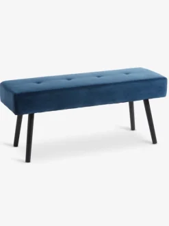 Bænk RJUKAN mørkeblå velour/sort