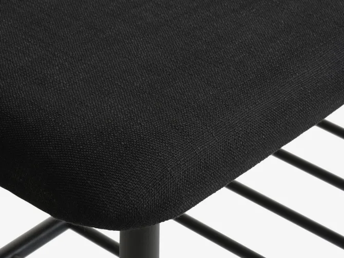 Bænk VANDSTED m/hylde sort stof/sort