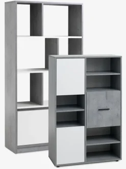 Bogreol BILLUND 1 skuffe 3 hylder beton/hvid