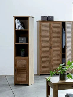 Bogreol MANDERUP 1 låge 3+1 hylder vild eg farve