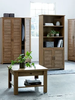 Bogreol MANDERUP 2 låger 3+1 hylder vild eg farve