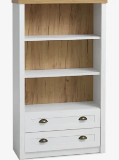 Bogreol MARKSKEL 2 skuffer hvid/egefarve