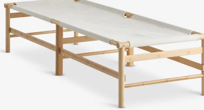 Daybed FRYDENDAL 196x72 beige stof/bambus