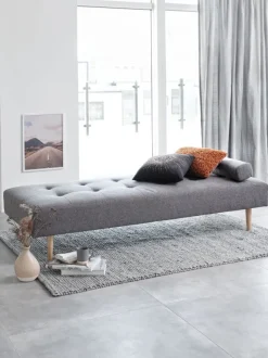 Daybed NOREFJELL 200x80 mørkegråt stof/egefarve