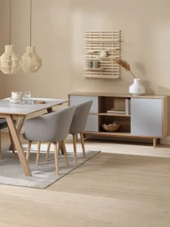 EGEBJERG L250 bord lysegrå + 4 KLOSTER stole lysegrå