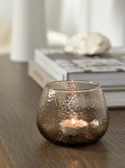 Fyrfadsstage ALLAN Ø10xH8cm brun