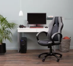Gamer-stol AGGESTRUP grå kunstlæder/sort mesh