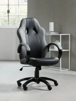 Gamer-stol AGGESTRUP grå kunstlæder/sort mesh