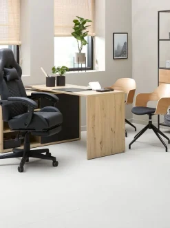 Gamer-stol HALLUM med benstøtte sort kunstlæder