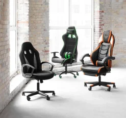 Gamer-stol LAMBJERG sort mesh/grøn