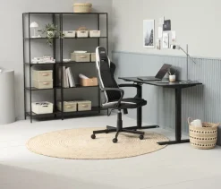 Gamer-stol LERBJERG sort/hvid kunstlæder