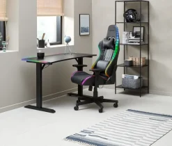 Gamer-stol RANUM med LED sort kunstlæder/sort