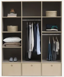 Garderobeskab ANNISSE 160x200 3 låger grå/natur