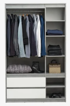 Garderobeskab BILLUND 119x193 hvid/beton