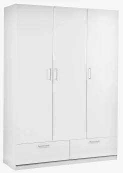 Garderobeskab ELLESTED 144x200 3 låger 2 skuffer hvid