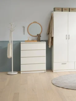 Garderobeskab ELLESTED 144x200 3 låger 2 skuffer hvid