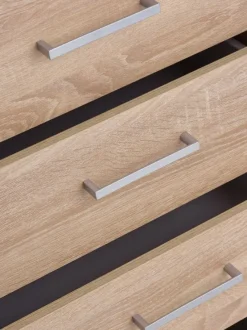 Garderobeskab FANDRUP 145x176 3 låger 3 skuffer lys egefarve