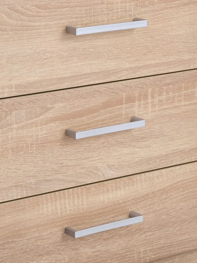 Garderobeskab FANDRUP 97x176 2 låger 3 skuffer lys egefarve