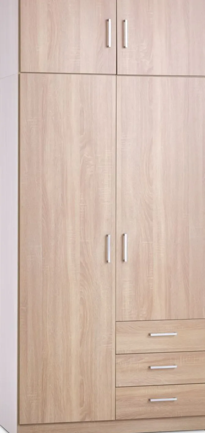 Garderobeskab FANDRUP 97x176 2 låger 3 skuffer lys egefarve
