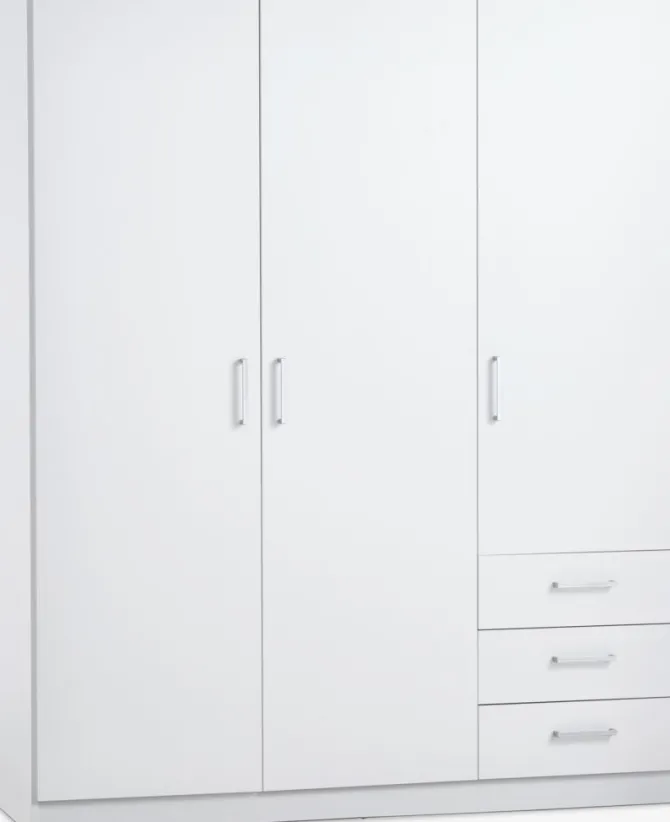 Garderobeskab FANDRUP 145x176 3 låger 3 skuffer hvid