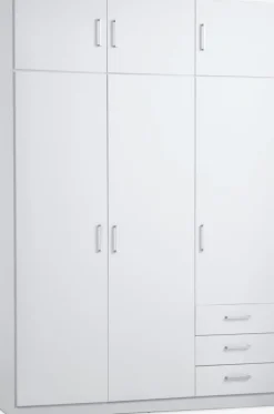 Garderobeskab FANDRUP 145x176 3 låger 3 skuffer hvid