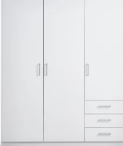 Garderobeskab FANDRUP 145x176 3 låger 3 skuffer hvid