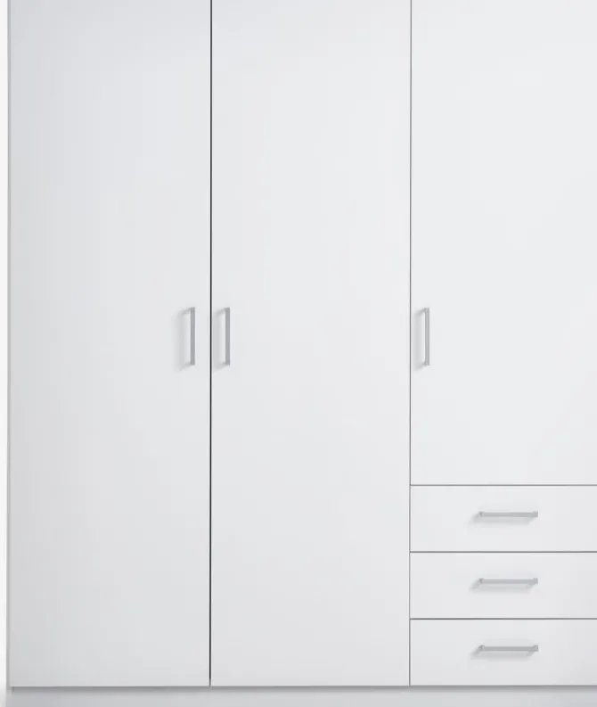 Garderobeskab FANDRUP 145x176 3 låger 3 skuffer hvid
