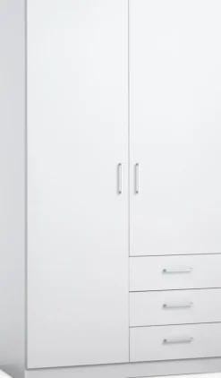 Garderobeskab FANDRUP 97x176 2 låger 3 skuffer hvid