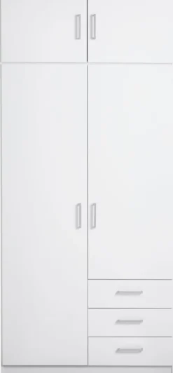 Garderobeskab FANDRUP 97x176 2 låger 3 skuffer hvid