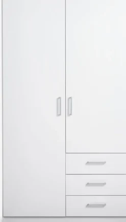 Garderobeskab FANDRUP 97x176 2 låger 3 skuffer hvid