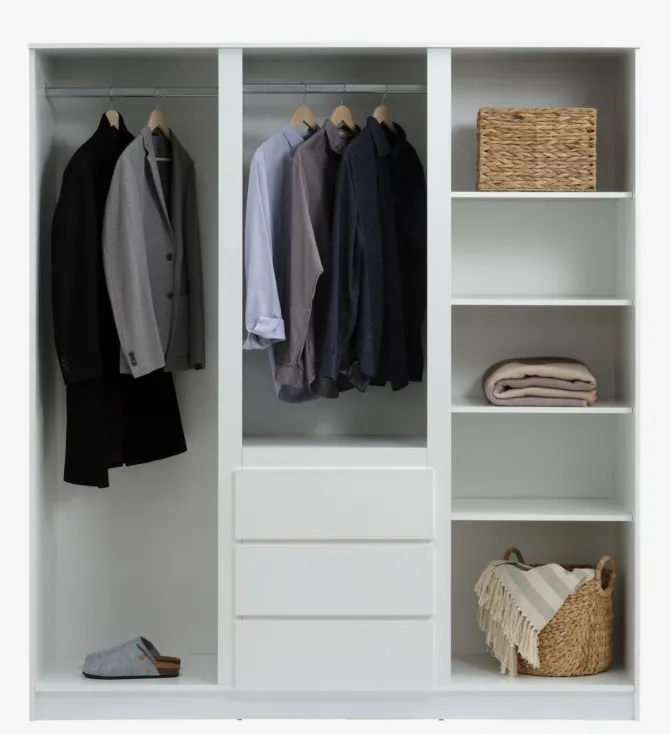 Garderobeskab LIMFJORDEN 180x200 kombi hvid